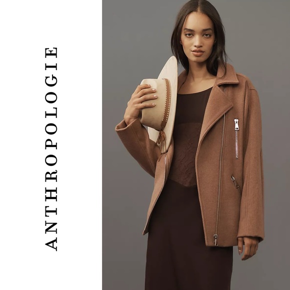 Anthropologie Maeve Longline Moto Wool-Blend Jacket XL - Picture 8 of 9